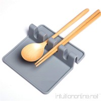 Kitchen Silicone Utensil Rest Ladle Spoon holder Heat Resistant Ladle Fork Mat，Grey - B07BKTML7N